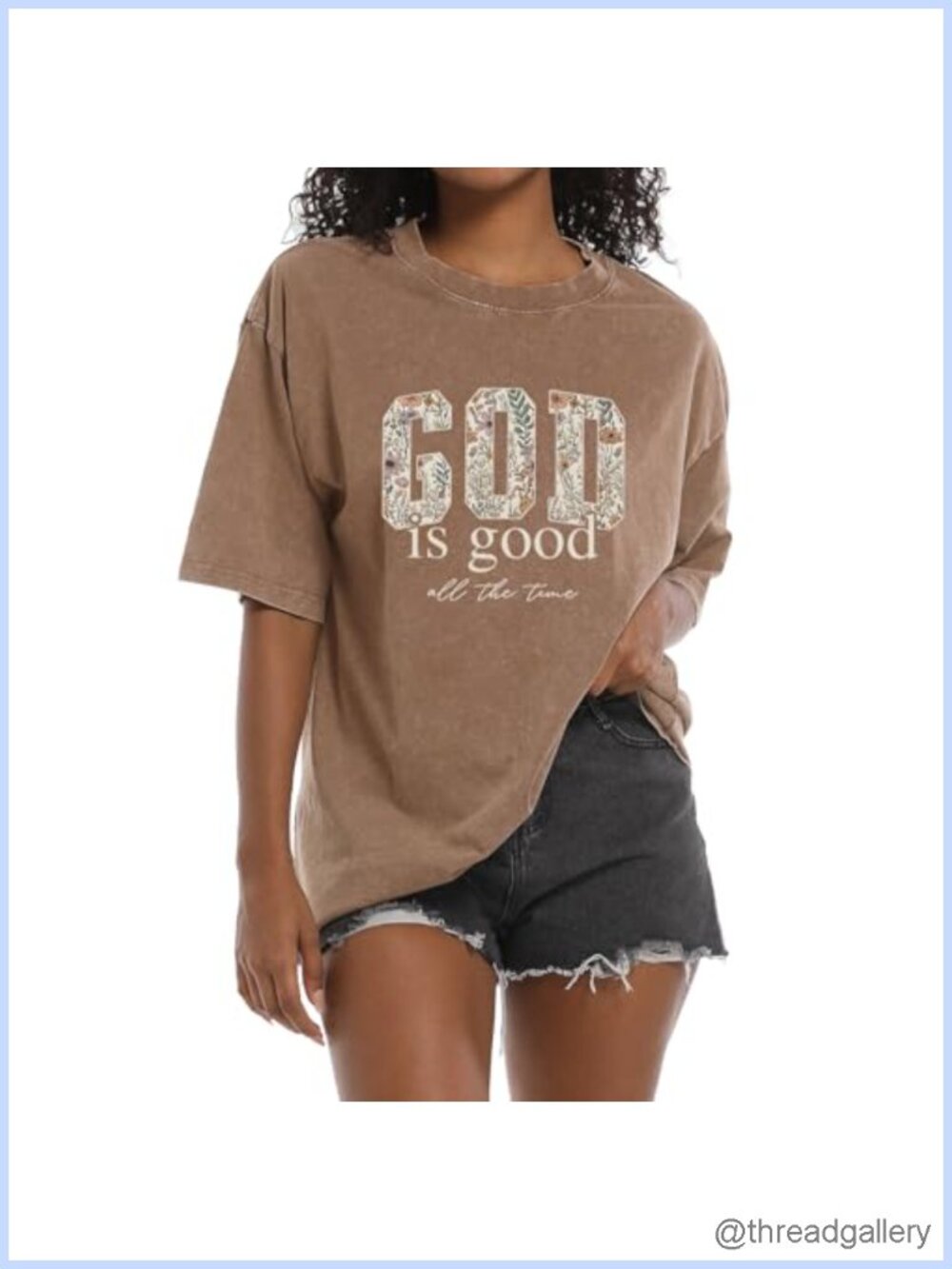 Christian God is Good Cotton T-Shirt Faith Religious Floral Graphic Tee